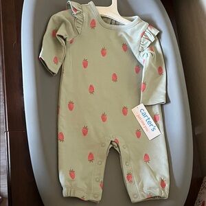 Carter's Sage Strawberry Print Footie